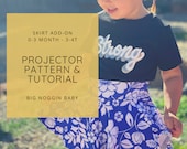 Skirt Add-On Projector Pattern and Tutorial | Two Styles, Pockets, Shorties, Bloomers, Briefs, Bummies, Skort, Baby, Toddler, Instructions