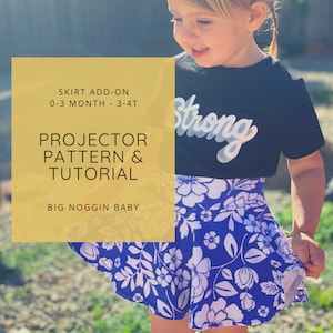 Skirt Add-On Projector Pattern and Tutorial | Two Styles, Pockets, Shorties, Bloomers, Briefs, Bummies, Skort, Baby, Toddler, Instructions