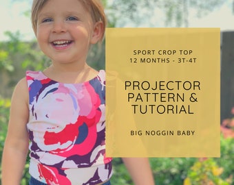 Sport Crop Top Projector Pattern and Tutorial | Tank, Cropped, Athletic, Kids, Toddler, Instructions