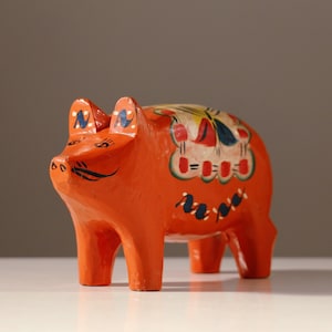 VINTAGE DALA PIG piggy bank money box wooden hand carved made sweden swedish scandinavian nils olsson dalagris