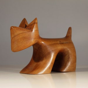 VINTAGE CANE IN LEGNO brutalista minimalista figurina scultura intaglio cartone animato