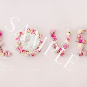 Newborn Photography Digital Backdrop Background Collection Instant Download LOVE Flowers