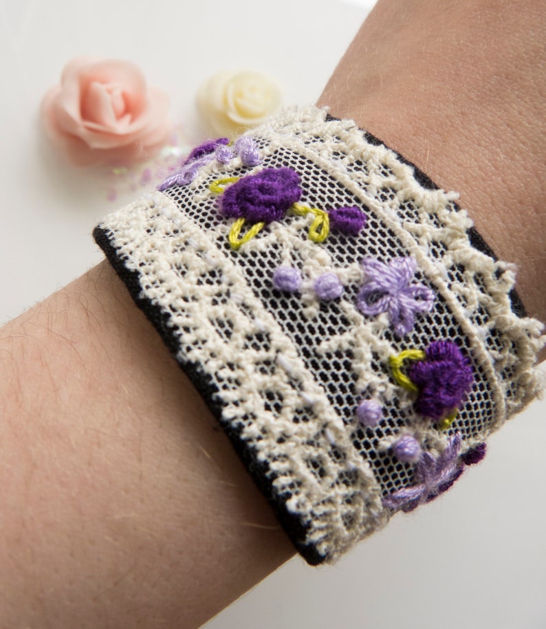 Rose Bracelet Lace Bracelet Renaissance wristcuff Embroidered Bracelet Mori Girl Lolita Gothic