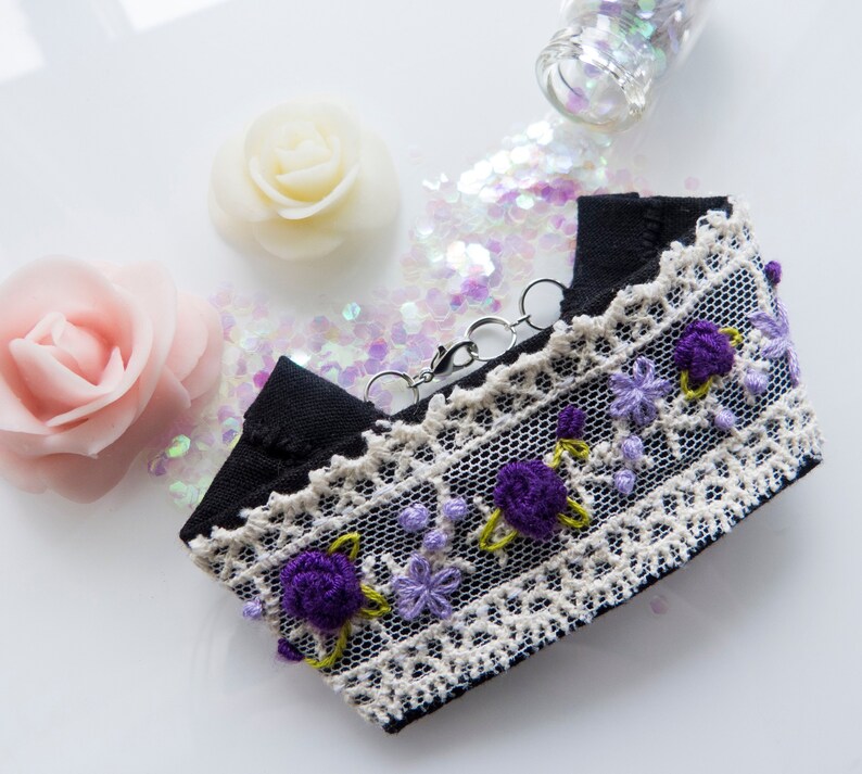 Rose Bracelet Lace Bracelet Renaissance wristcuff Embroidered Bracelet Mori Girl Lolita Gothic