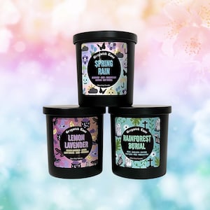 Spooky Spring Candles | Pastel Halloween Springoween Scents | Creepy Cute Gifts | Rain, Lemon Lavender, Rainforest | Natural Soy 10oz