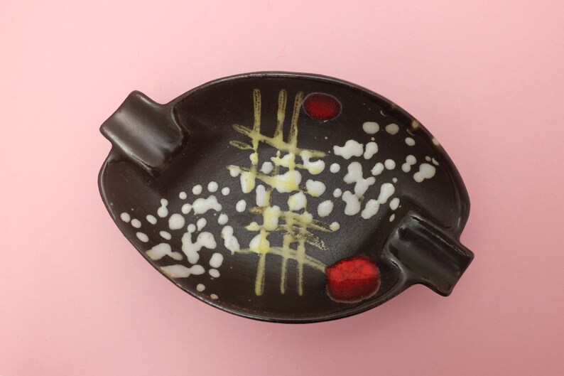 Vintage Set of 2 Jasba Ceramic Ashtrays Brown Mold 566 With Pattern Ref. 19128 Etsy