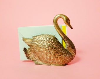 Vintage swan napkin holder or letter collector desk set silver plated Ref. 2253