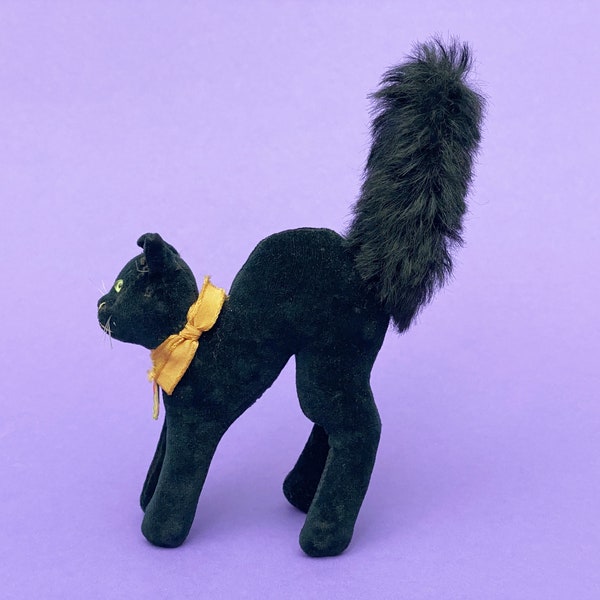 Vintage Steiff Stofftier Katze Schwarz Tom Cat Buckelkatze 15 cm Ref. 2303