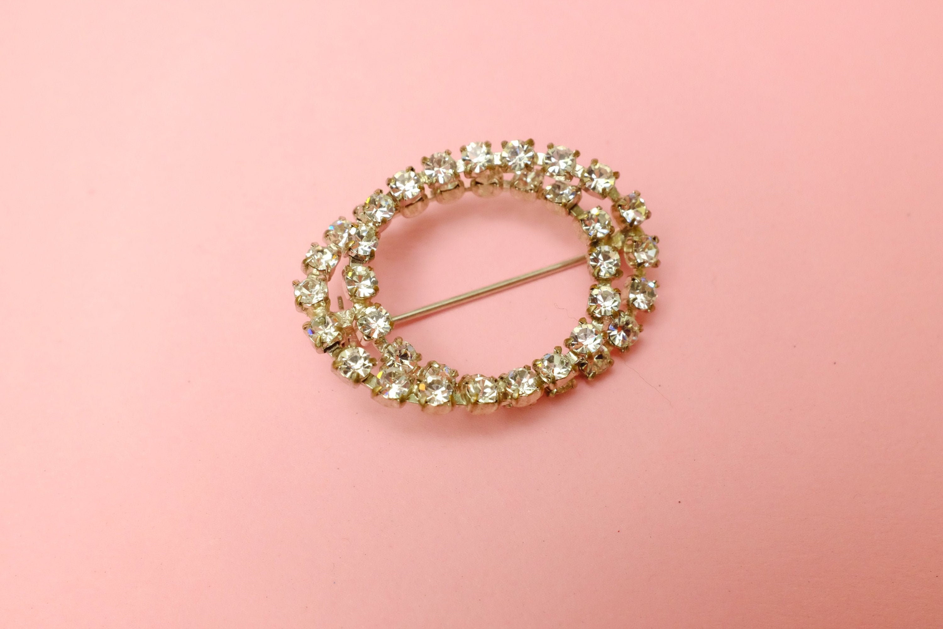 Brooch Rhinestone Oval Ring Pin Pin Faceted Glass Ref. 581 Etsy