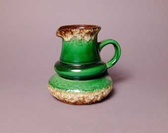 Large vintage Jopeko Studio ceramic vase, Fat Lava green, with handle, jug, Ref. 586