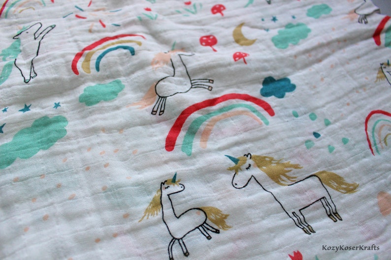 Muslin Baby Swaddle Blanket Play Mat 43\u201d Newborn Wrap Stroller Cover 100/% Cotton Rainbow Baby Unicorn Baby Soft Infant Sleep sack