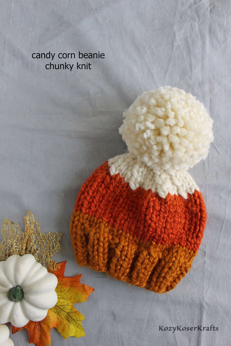 Pumpkin Baby Hat, Candycorn Baby Hat, Fall Beanie Kids, Fall Kids Hat, Pumpkin Kids Hat, Candycorn Kids Hat, Halloween Knit Hat, Fall Toques image 5
