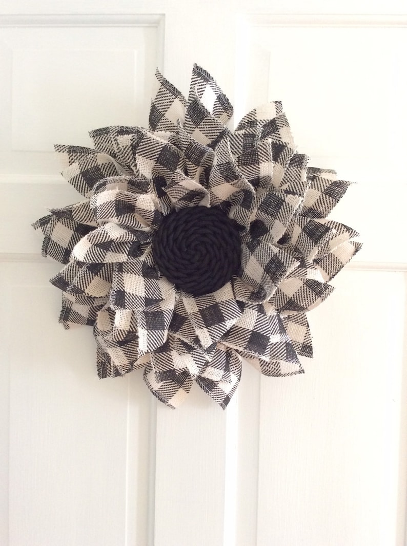 Black & White Buffalo Plaid Wreath - Etsy