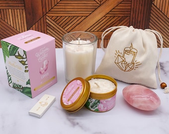 Rose Quartz Palm Stone Gift Set