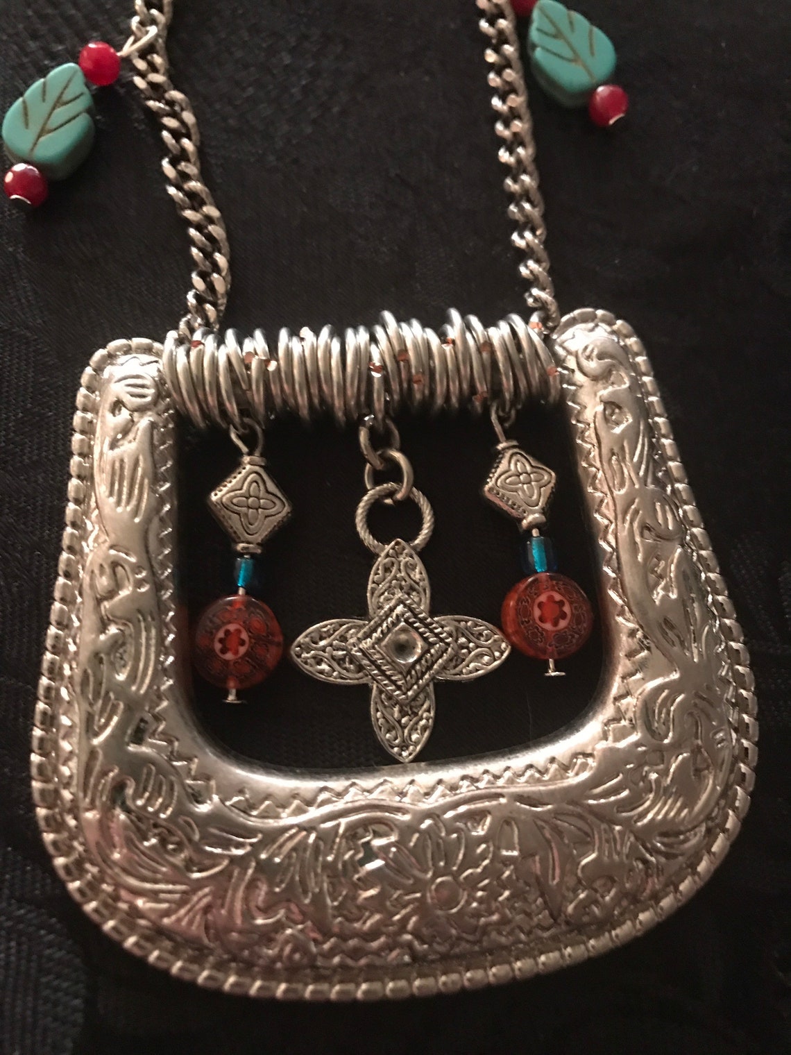 Belt buckle and charms necklace Etsy