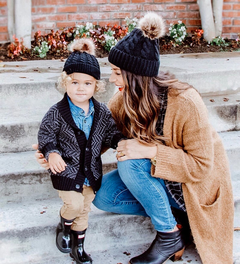 mommy and me pom pom hats