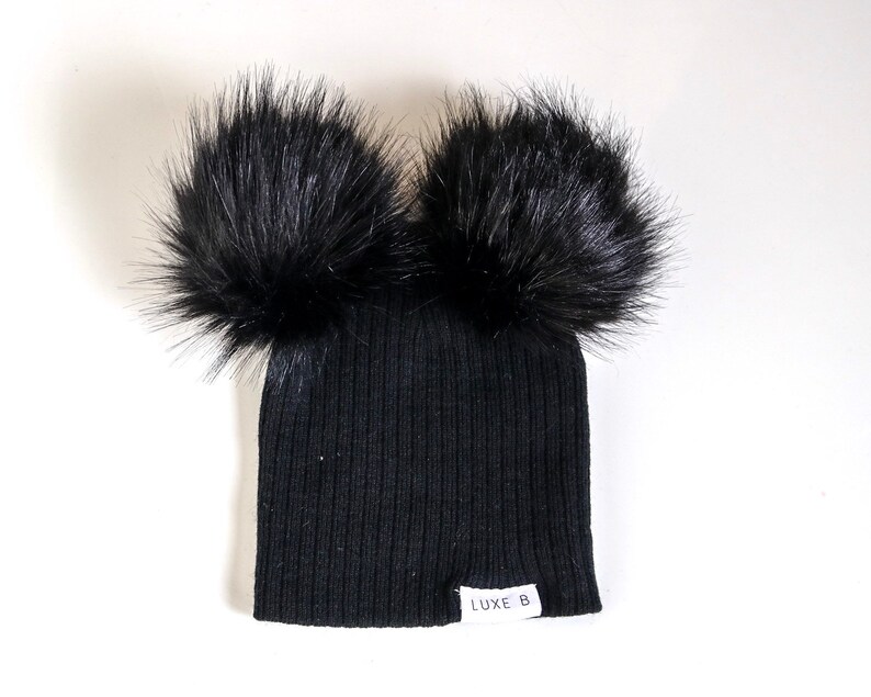 New Double Pom Pom Beanie Hat Fur Pom Pom Hat Slouchy Etsy New Double Pom Pom Beanie Hat Fur Pom Pom Hat Slouchy Etsy