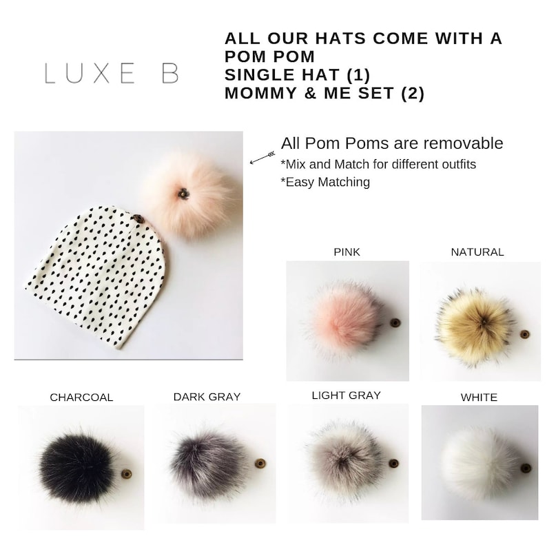Girl Baby Boy Toddler Toque Mommy and me outfit Mommy and Me Hats Baby pom pom hat,Slouchy Beanie Hat Luxe B Baby Infant Winter Hat