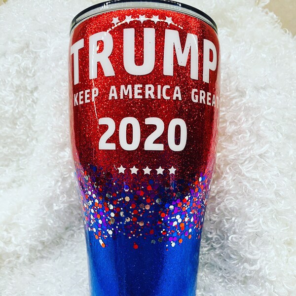 Trump tumbler, keep America great, glitter tumbler, Trump Merchandise