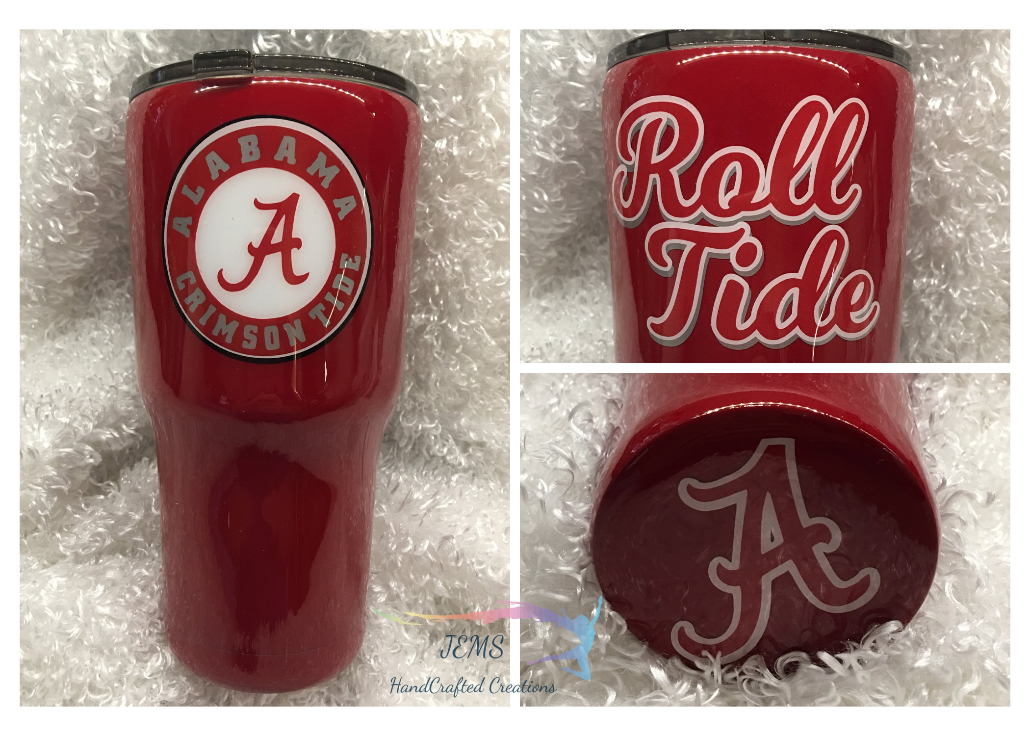 Alabama Tumbler, Made With Mica Powders, Vinyl and Waterslides