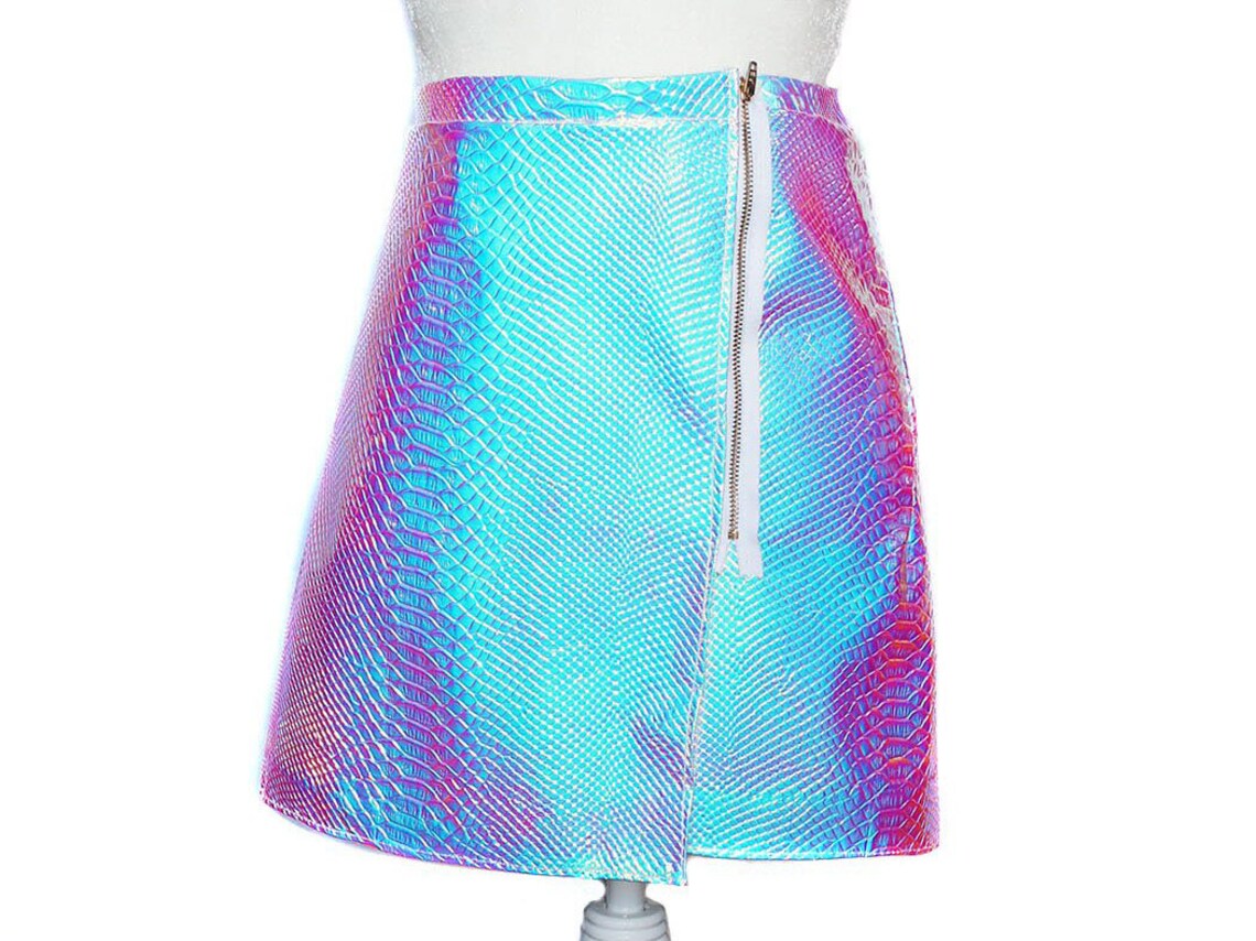 Holographic Skirt Iridescent Faux Snake Skin Rave Outfit - Etsy