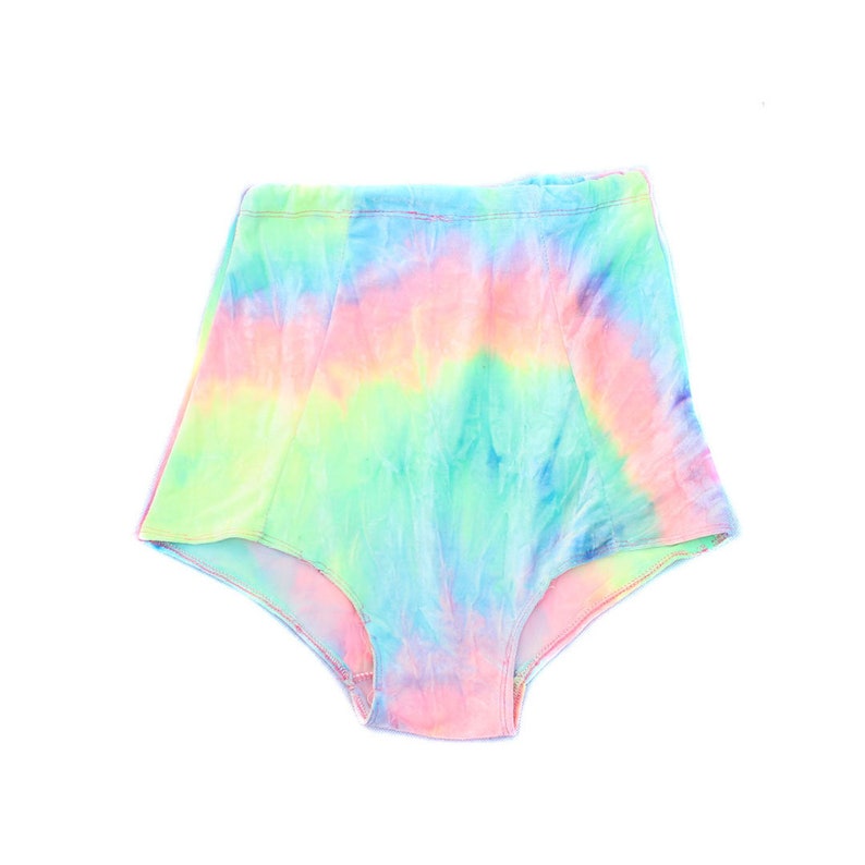 Velvet Tie Dye Rainbow High Waist Spandex Shorts Rave Etsy