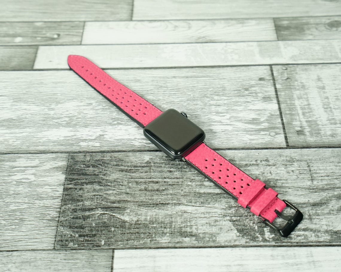 Pink Leather Apple Watch Band 38mm Apple Watch 4/5/6 Etsy