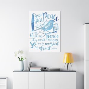 John 14 27, I give you peace scripture,  Canvas Wall Art, Christian Gift, Bible verse