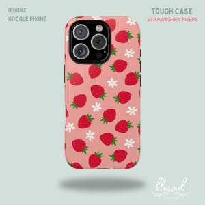 Custodia per telefono a forma di fragola, Toughcase, accessorio per gli amanti della frutta, custodia elegante per smartphone, amante delle fragole, iPhone, telefono Google