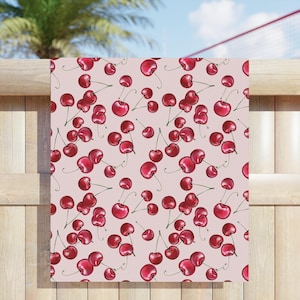 Beach Towel - Cherry Design | Fruit Lover, Cherry Pattern, Perfect for Summer