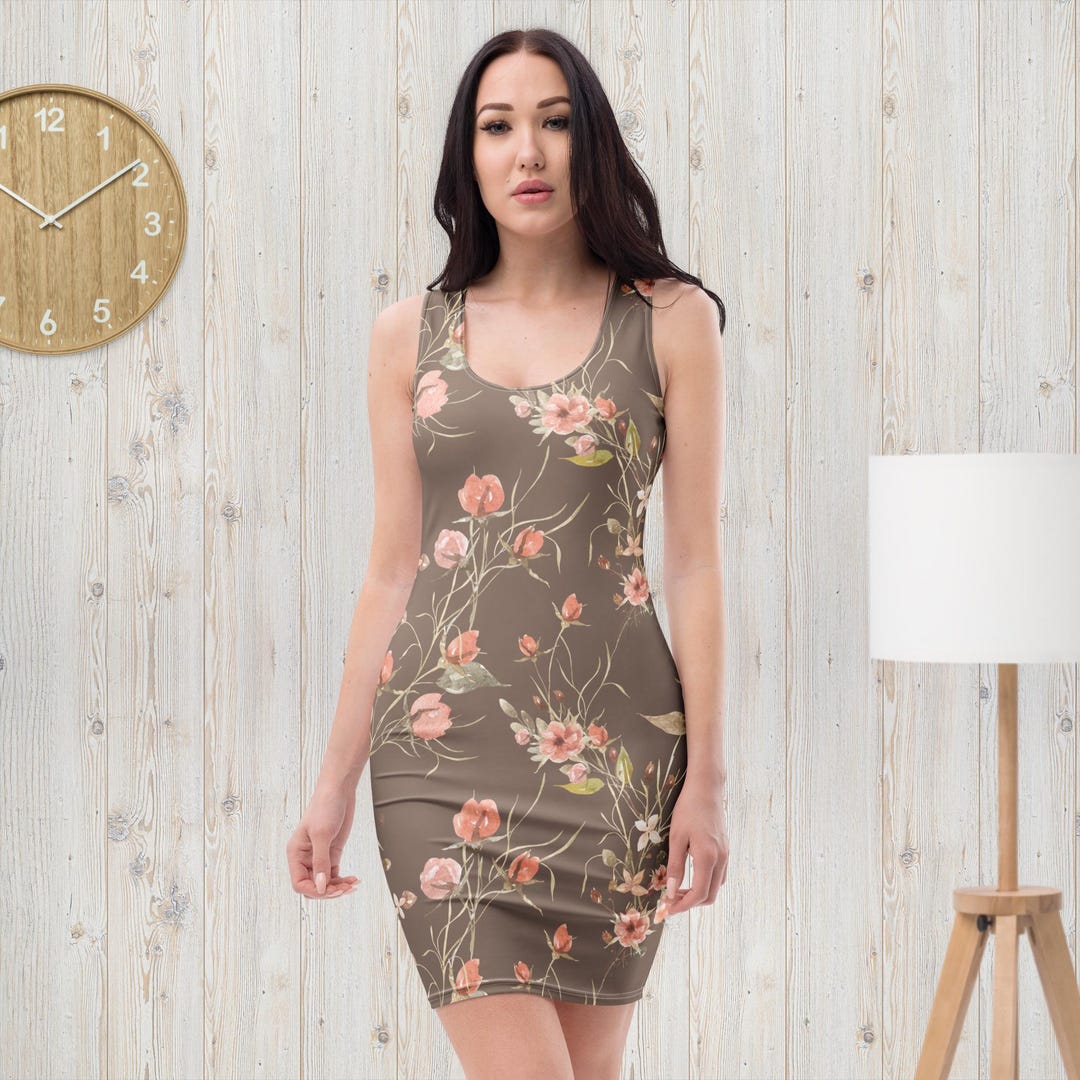 brown floral bodycon dress Veronica Beard Shara Floral Slip Dress | Dark Mocha Multi