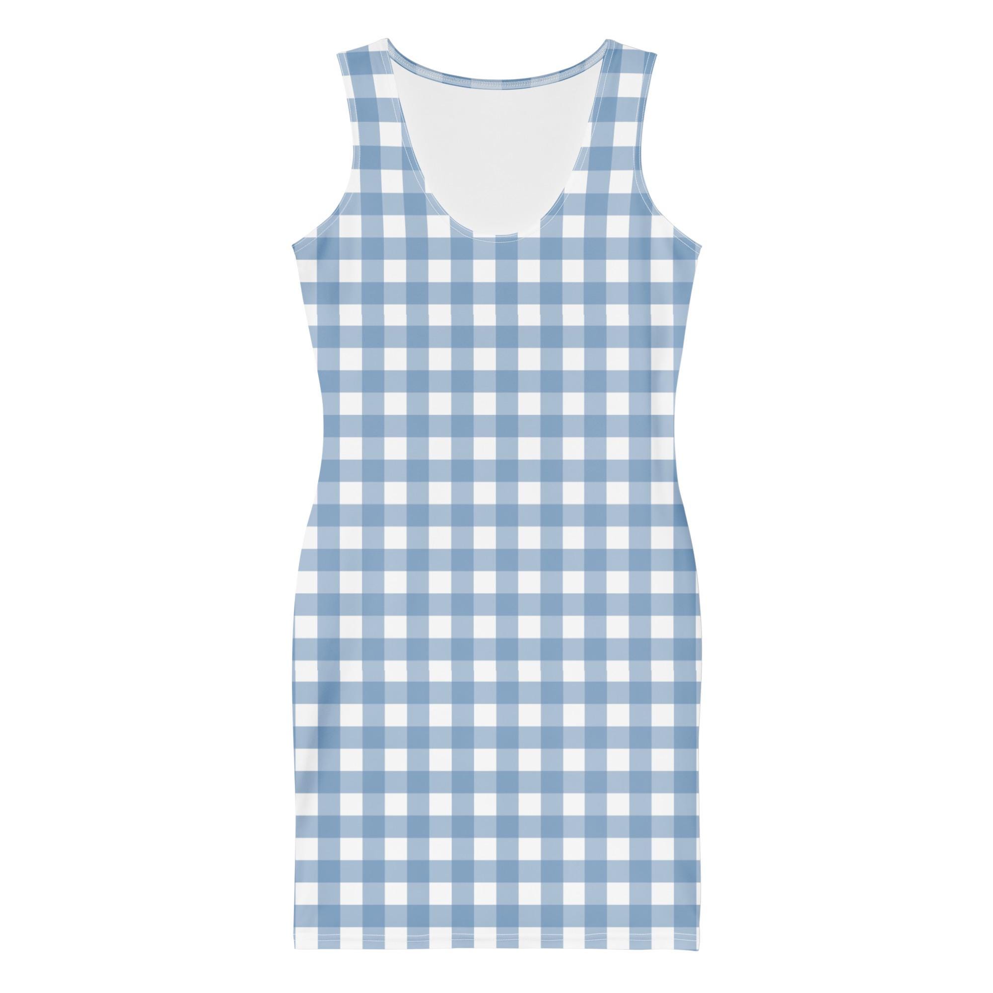 Gingham Pattern Dress, Blue White Bodycon Dress, Fitted Dress - Etsy