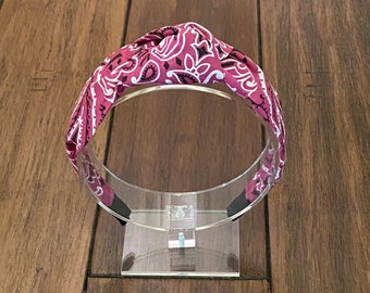 Fuchsia Bandana Top Knot Headband