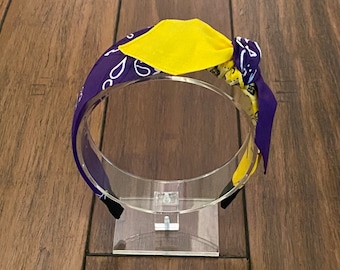 Purple & Gold Bandana Knot Tie Headband