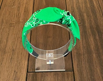 Neon Green Bandana Knot Tie Headband