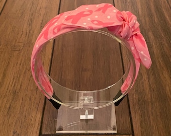 Pink Ribbon Knot Tie Headband