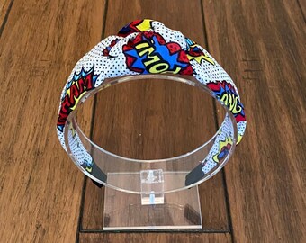Comic Words Top Knot Headband