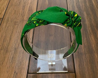 Green & Yellow Bandana Knot Tie Headband
