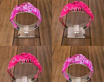 Neon Pink Top Knot Bandana Headband