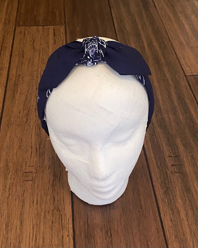 Navy Bandana Knot Tie Headband Etsy
