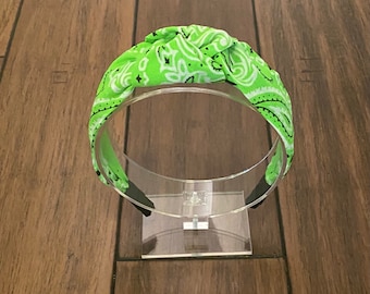 Neon Green Top Knot Bandana Headband