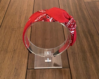 Red Bandana Knot Tie Headband