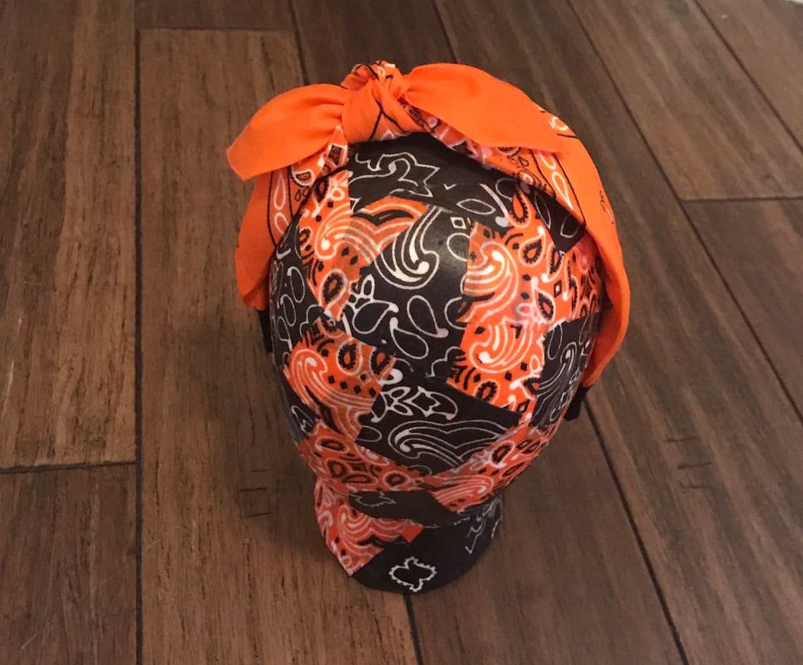 Orange Bandana Knot Tie Headband Etsy