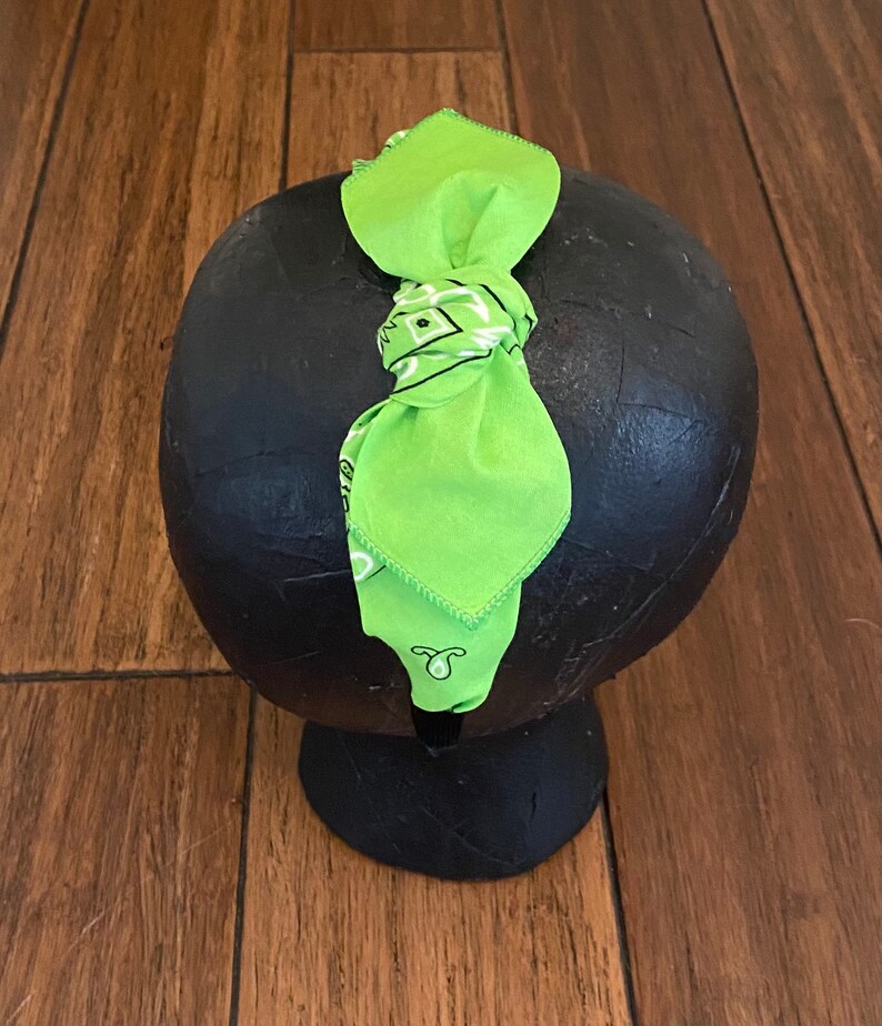 Lime Green Bandana Knot Tie Headband Etsy