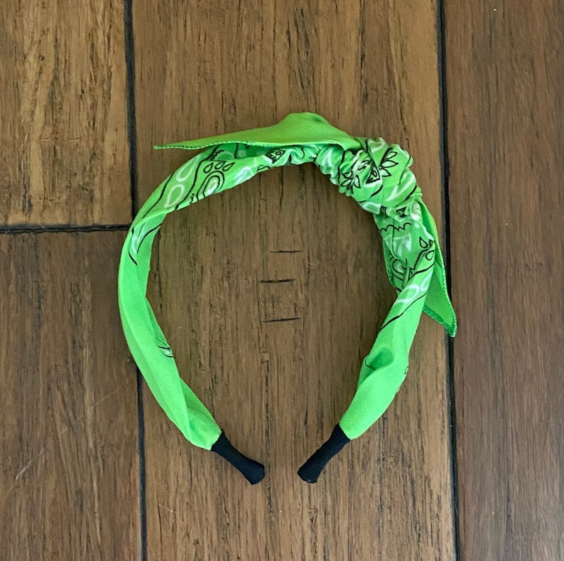 Lime Green Bandana Knot Tie Headband Etsy