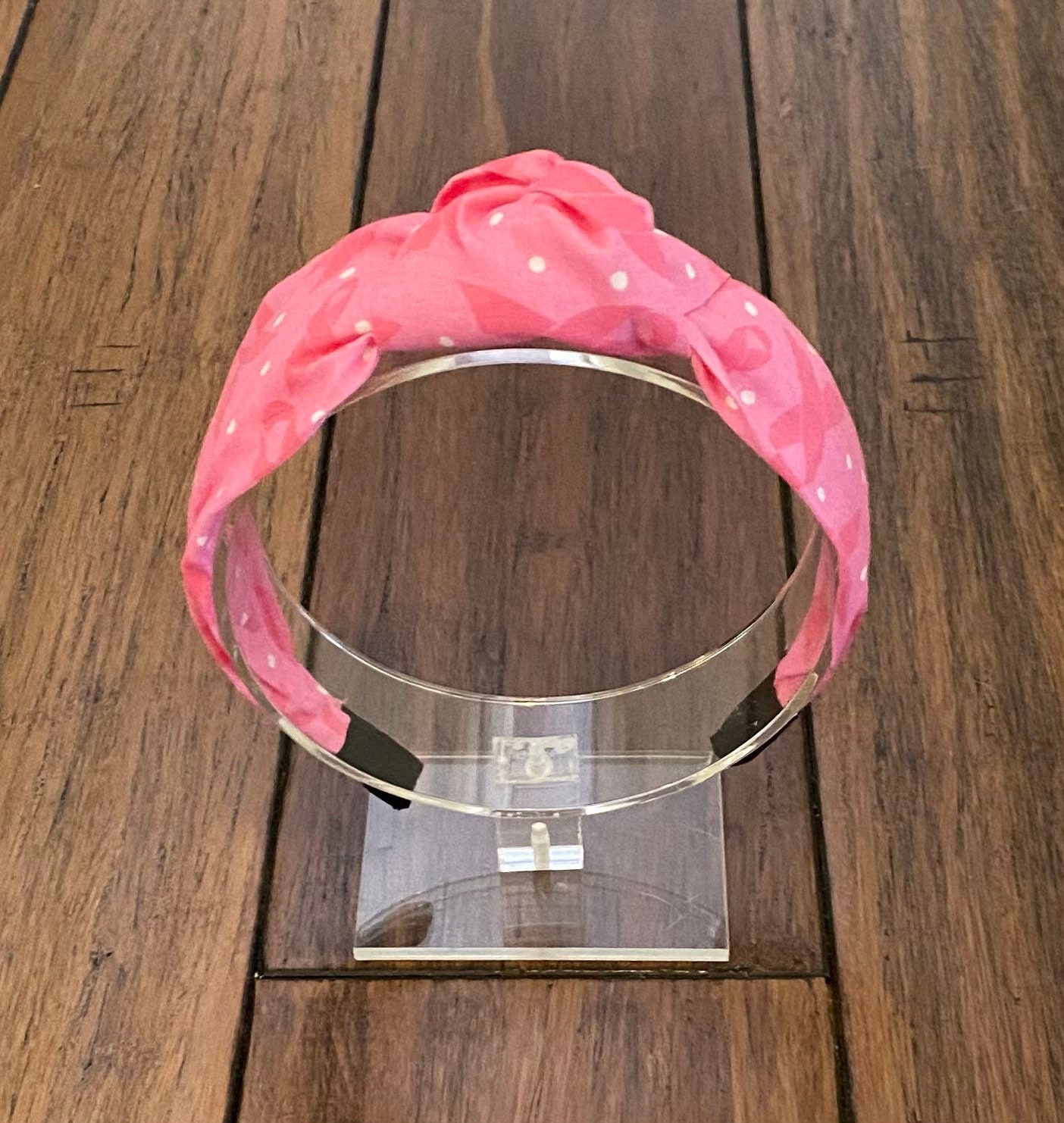Pink Ribbon Top Knot Headband
