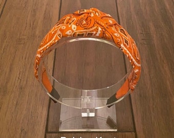 Orange Top Knot Bandana Headband