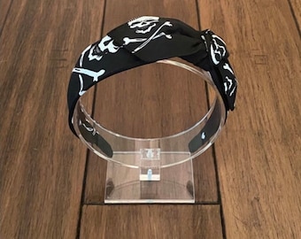Skull and Crossbones Knot Tie Headband