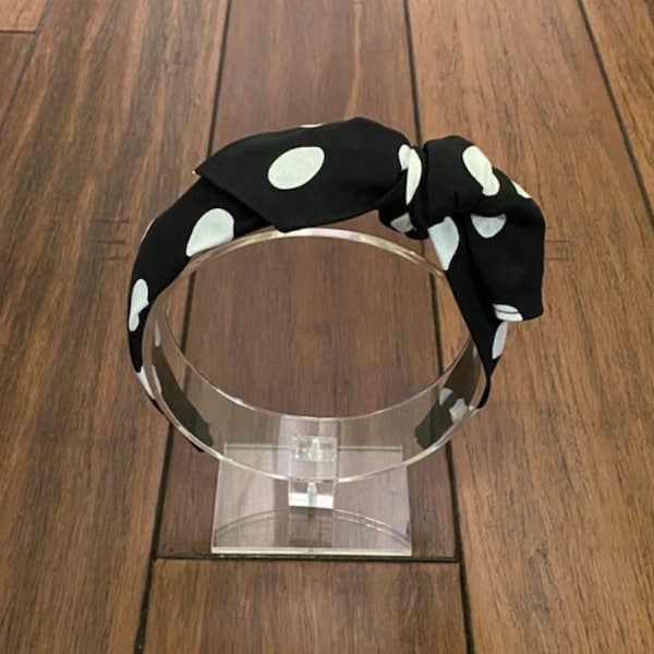 Black & White Polka Dot Knot Tie Headband