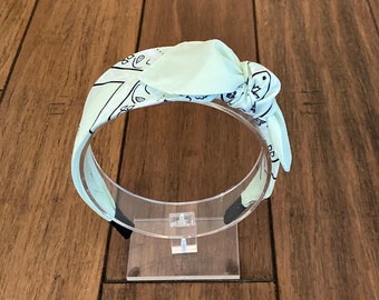 Light Mint Bandana Knot Tie Headband